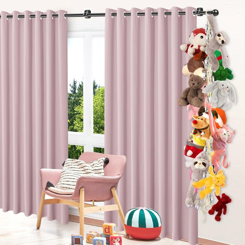 Dorblely Stuffed Animal Storage Hammock Corner - Hanging Stuffed Animal Holder with 20 PCS Metal Clips, Boho Stuffed Animal Organizer Chain for Hanging Hats Socks Holiday Cards - Image 3